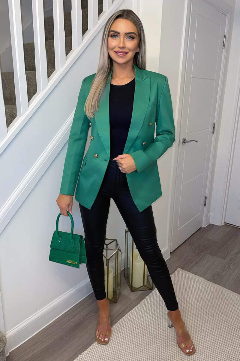 Green Military Style Blazer - Swimclubus