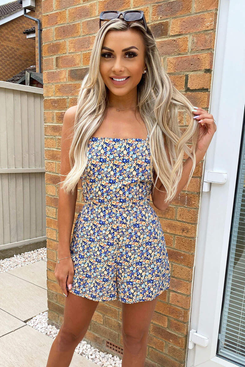 Multi Floral Tie Back Playsuit - Swimclubus