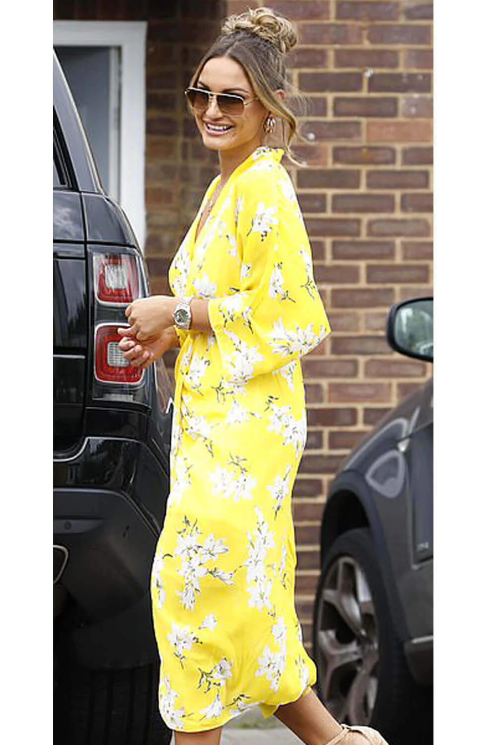 Yellow Floral Kimono Sleeve Maxi Dress - Swimclubus