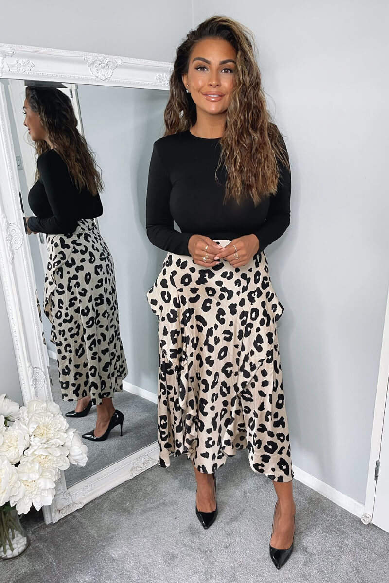 Multi Animal Print 2 in 1 Long Sleeve Midi Dress - Swimclubus