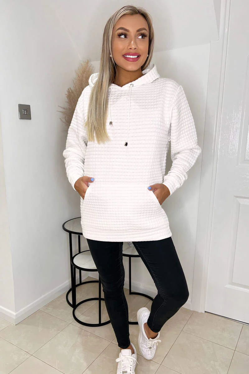 Cream Quilted Hoodie - Swimclubus