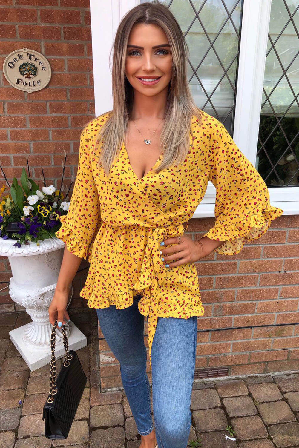 Yellow Floral Printed Top - Swimclubus