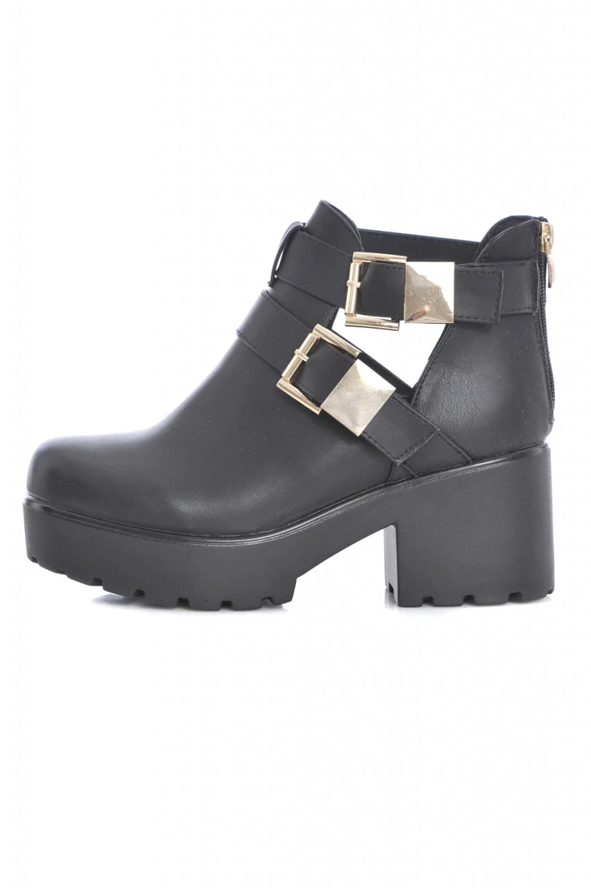 Gold Buckle Cut Out Boot - Swimclubus