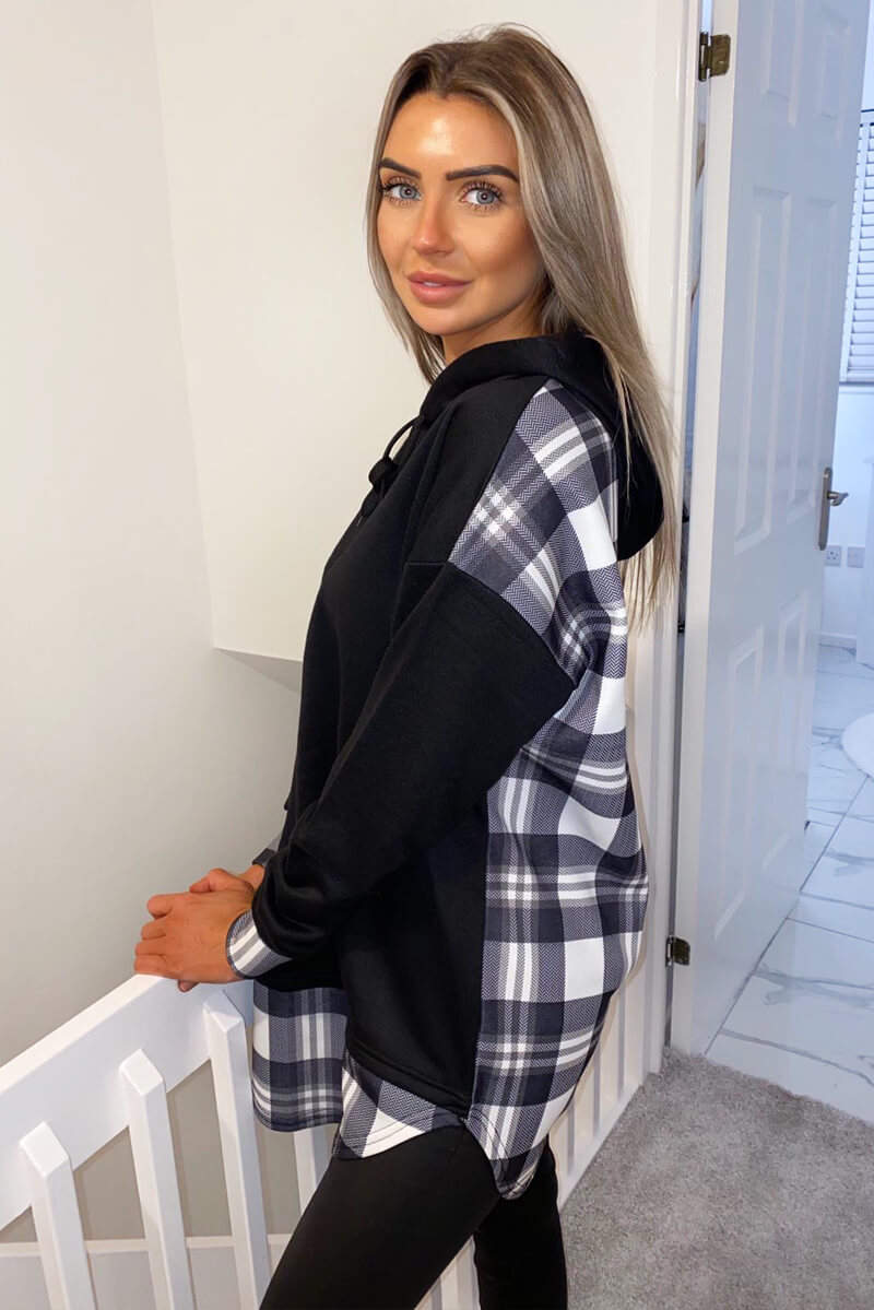 Black Check Back Hoodie - Swimclubus