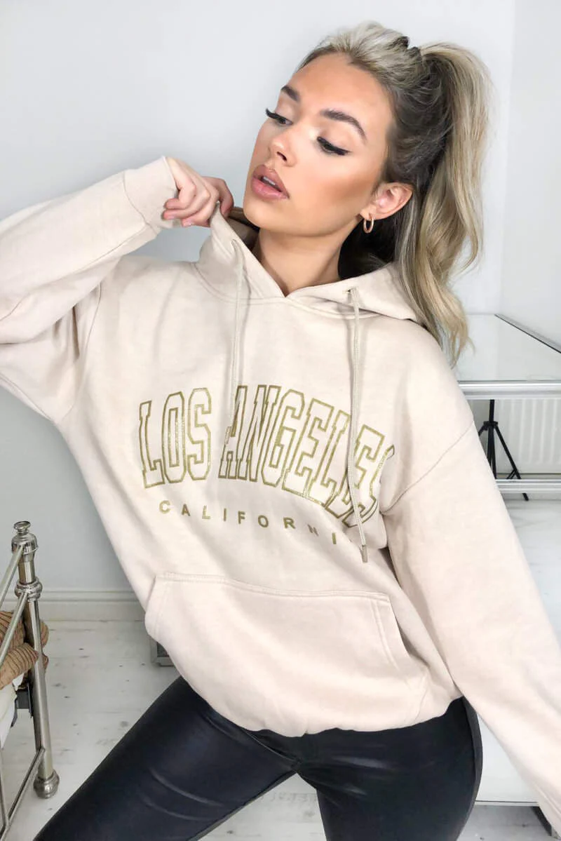 Stone LA Gold Printed Hoodie - Swimclubus