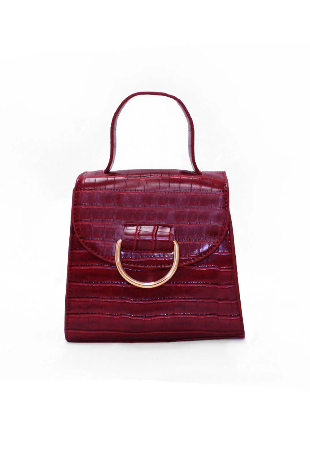 Red Croc Mini Patent Bag With Gold Ring - Swimclubus