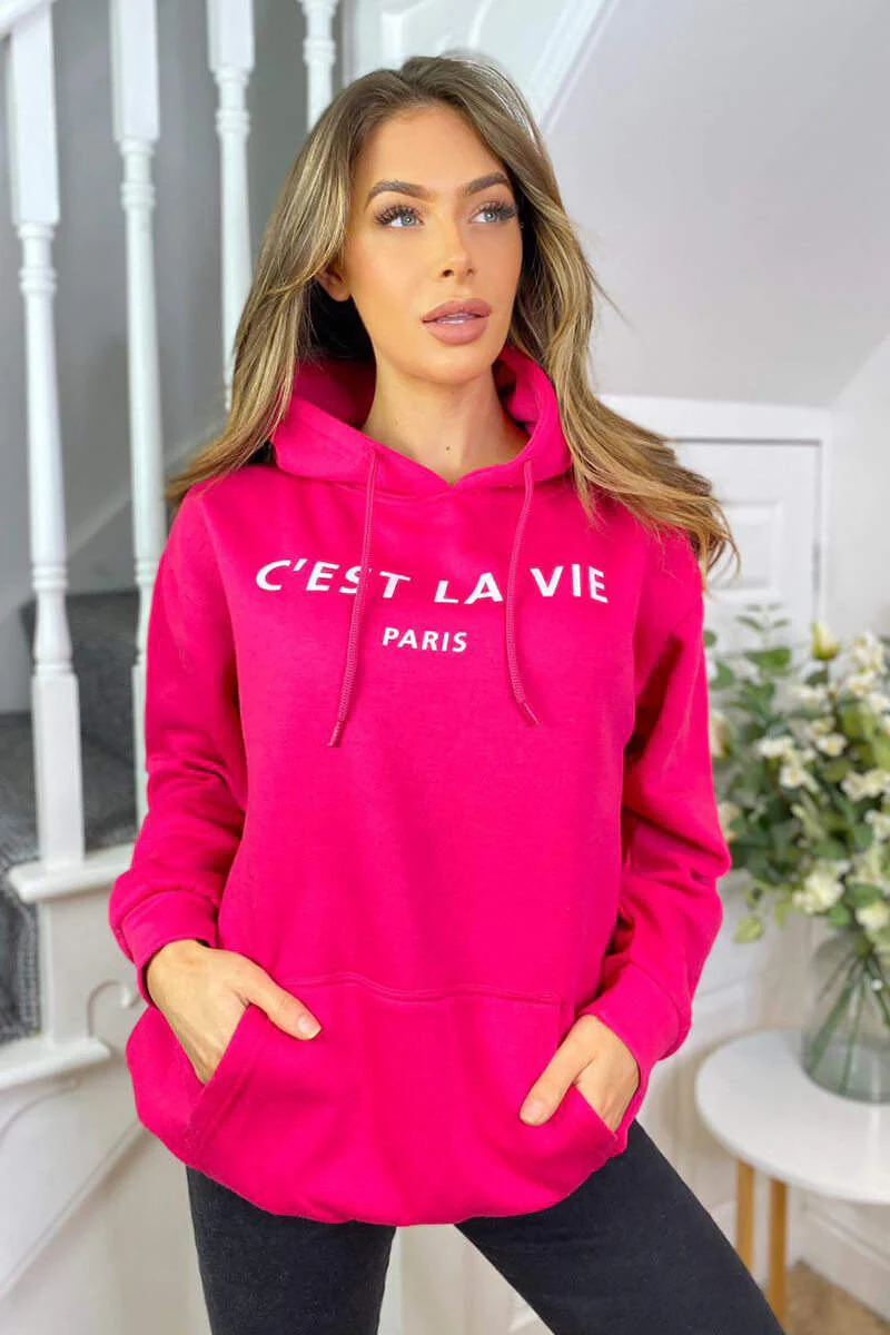 Cerise Cest La Vie Oversized Hoodie - Swimclubus