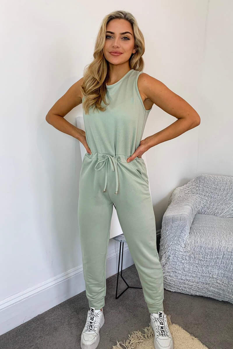 Sage Tie Waist Sleeveless Jumpsuit - Swimclubus