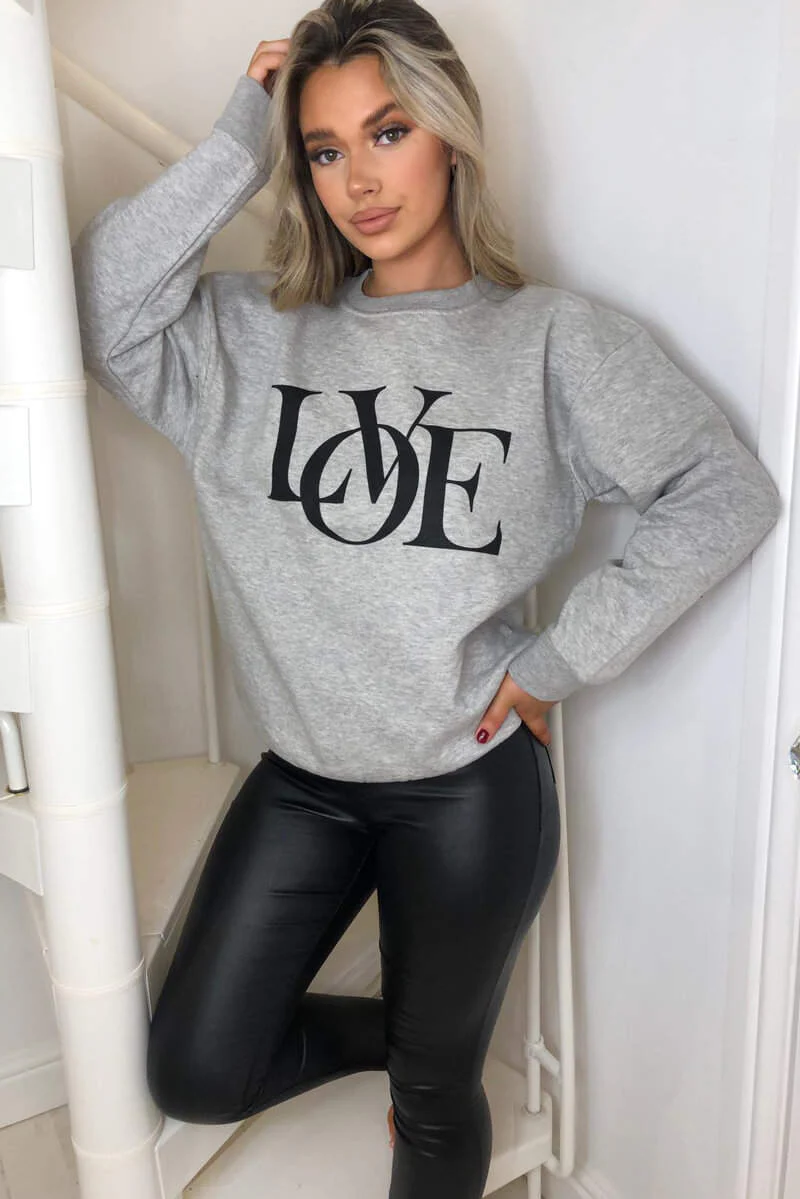 Grey LOVE Sweatshirt - Swimclubus