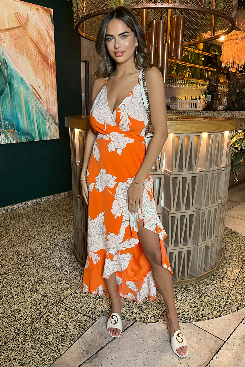 Blood Orange Frill Hem Midi Dress - Swimclubus