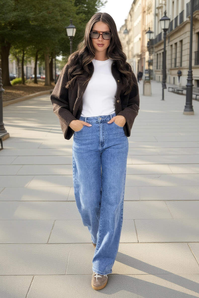 Chocolate Marl Button Front Collared Jacket - Swimclubus