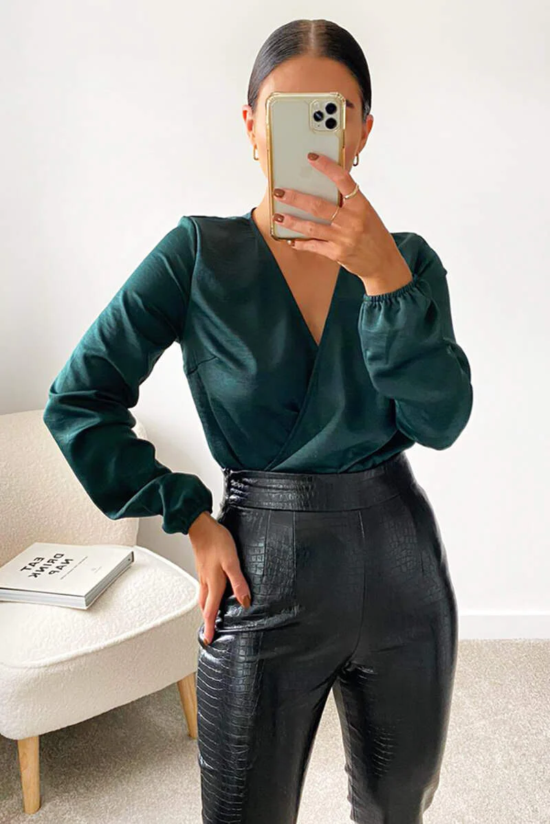 Green Wrap Over Bodysuit - Swimclubus