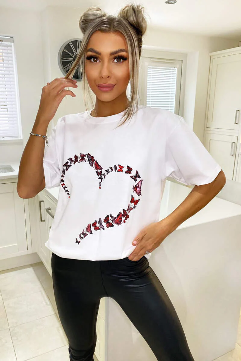 White Butterfly Printed Tee - Swimclubus