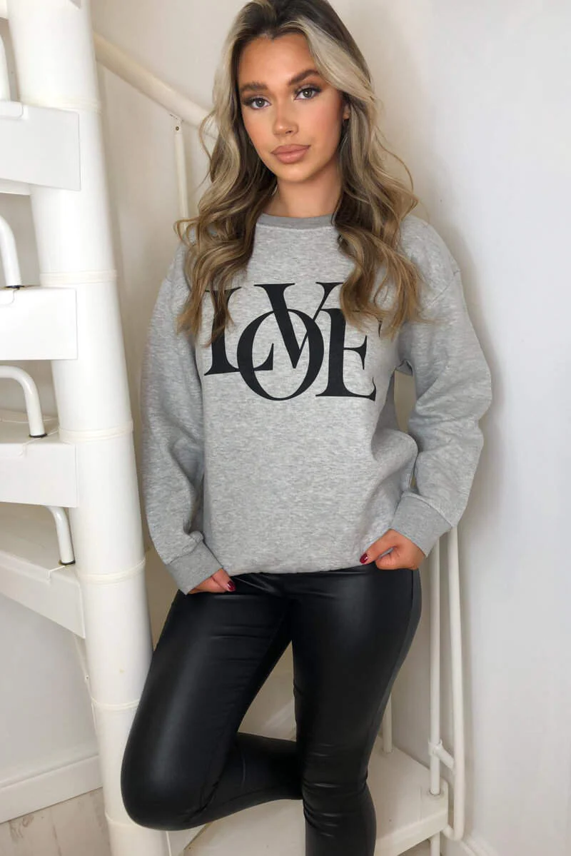 Grey LOVE Sweatshirt - Swimclubus