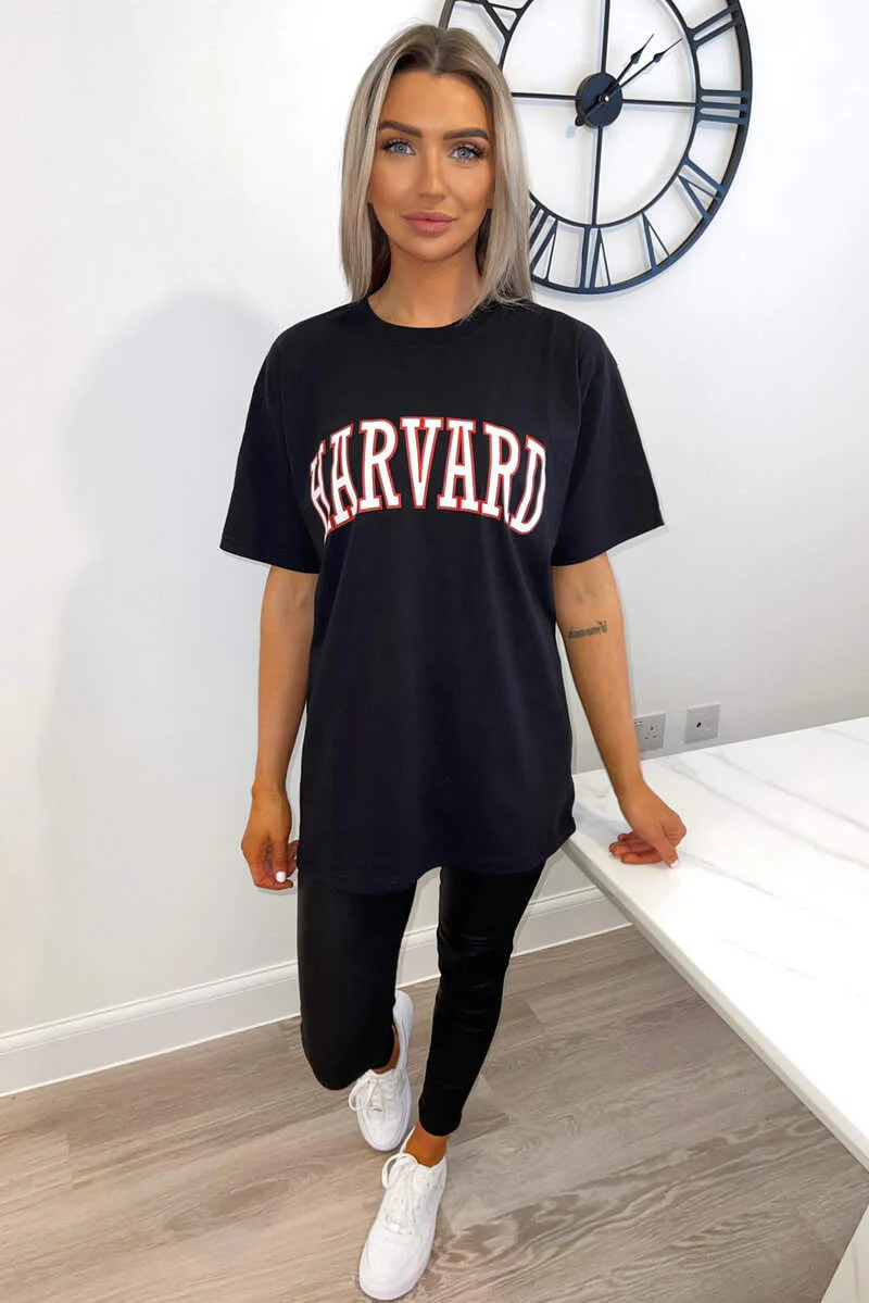 Black Harvard Oversized Tee - Swimclubus