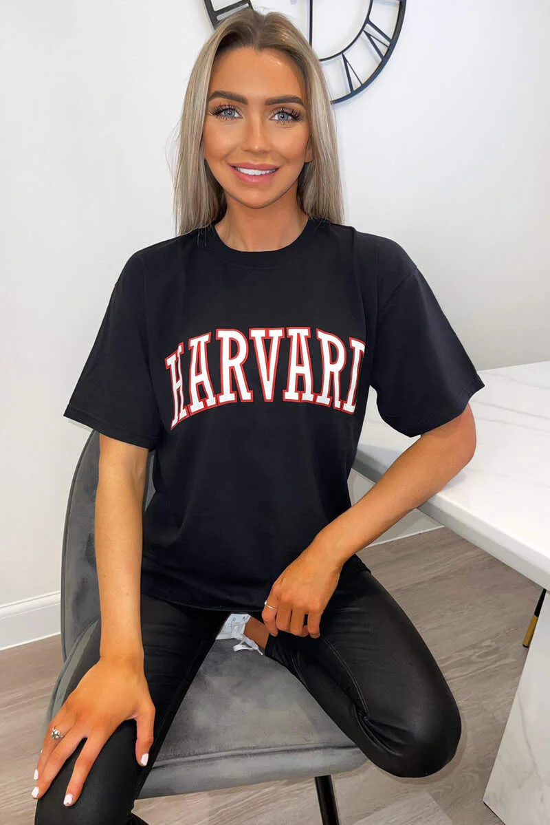 Black Harvard Oversized Tee - Swimclubus