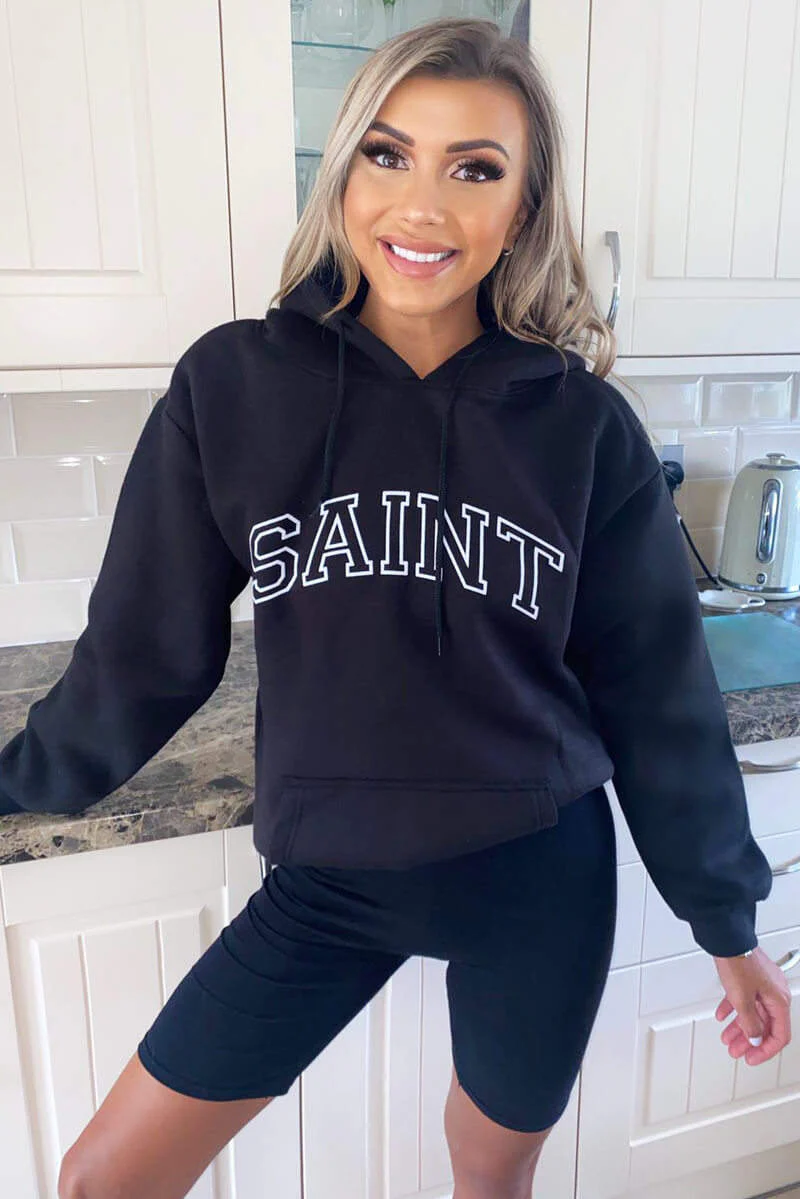 Black Saint Oversized Hoodie - Swimclubus