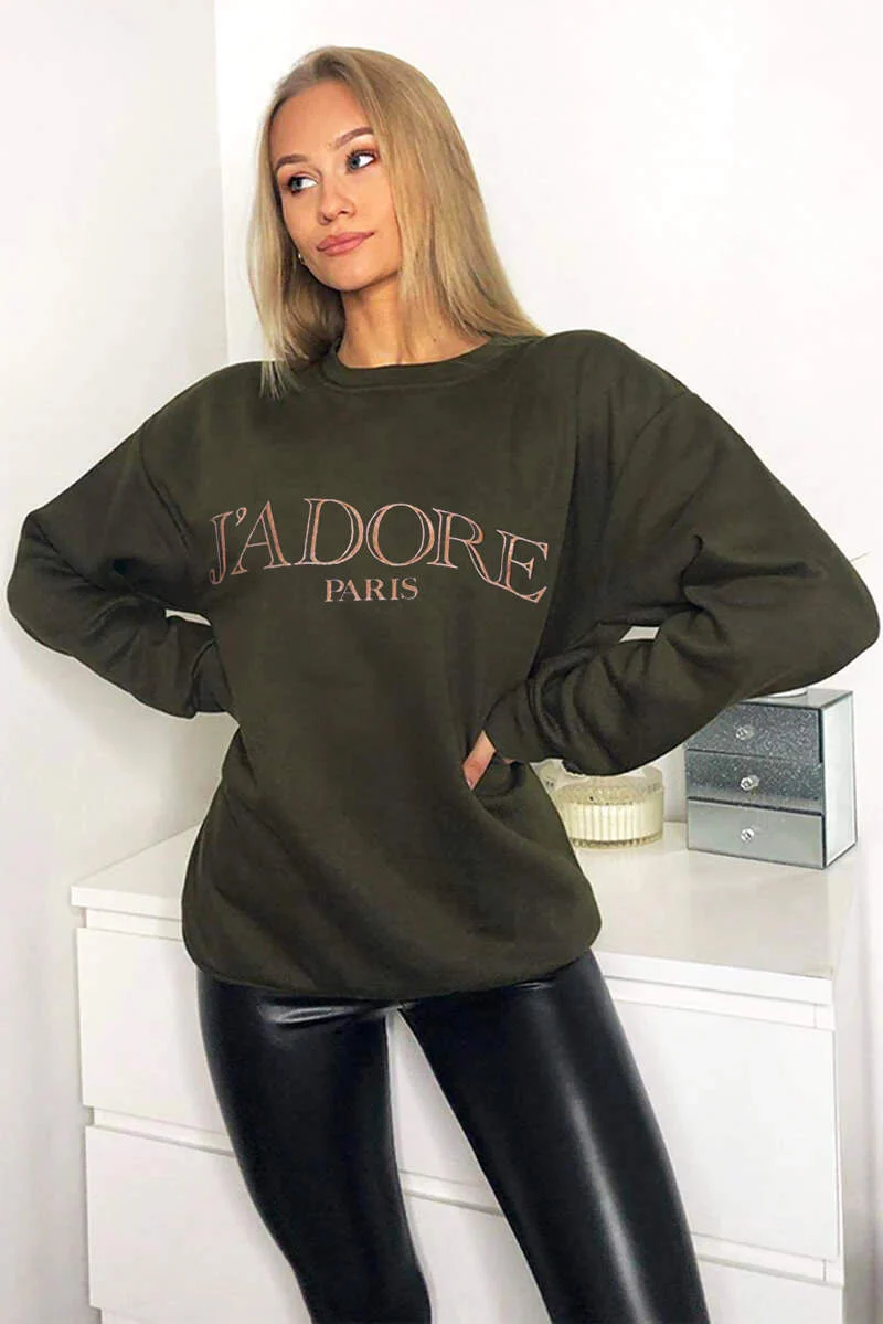 Khaki J'adore Sweatshirt - Swimclubus