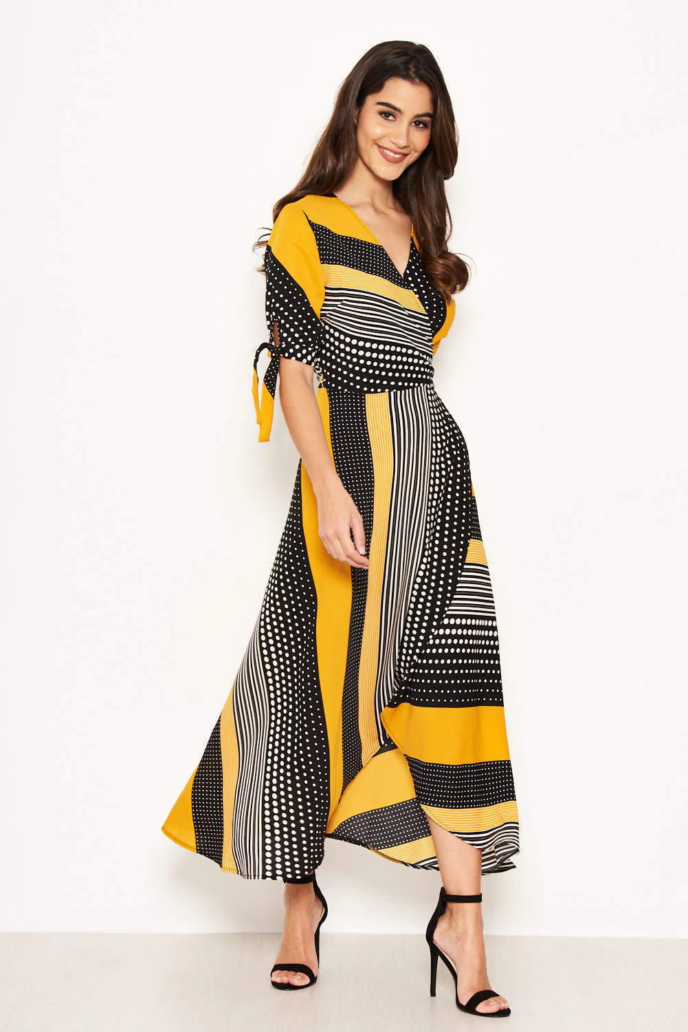 Yellow Multi Print Wrap Maxi Dress - Swimclubus