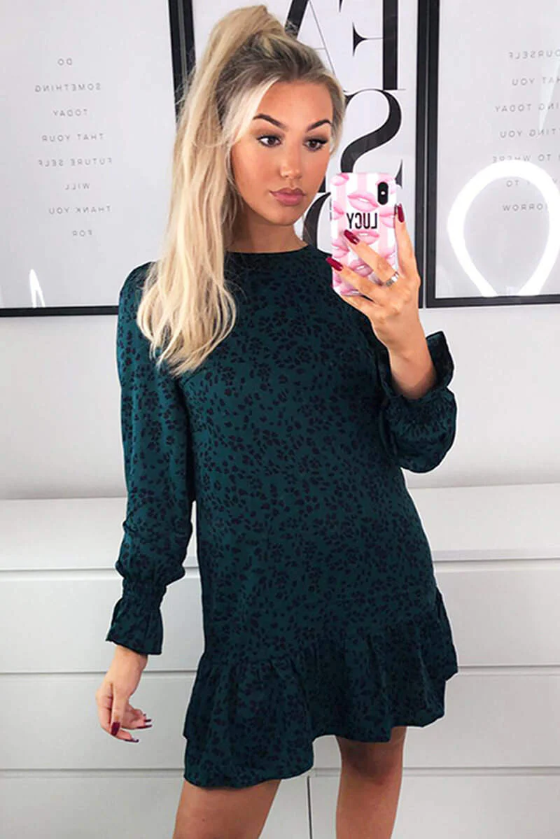 Teal Frill Hem Shift Dress - Swimclubus