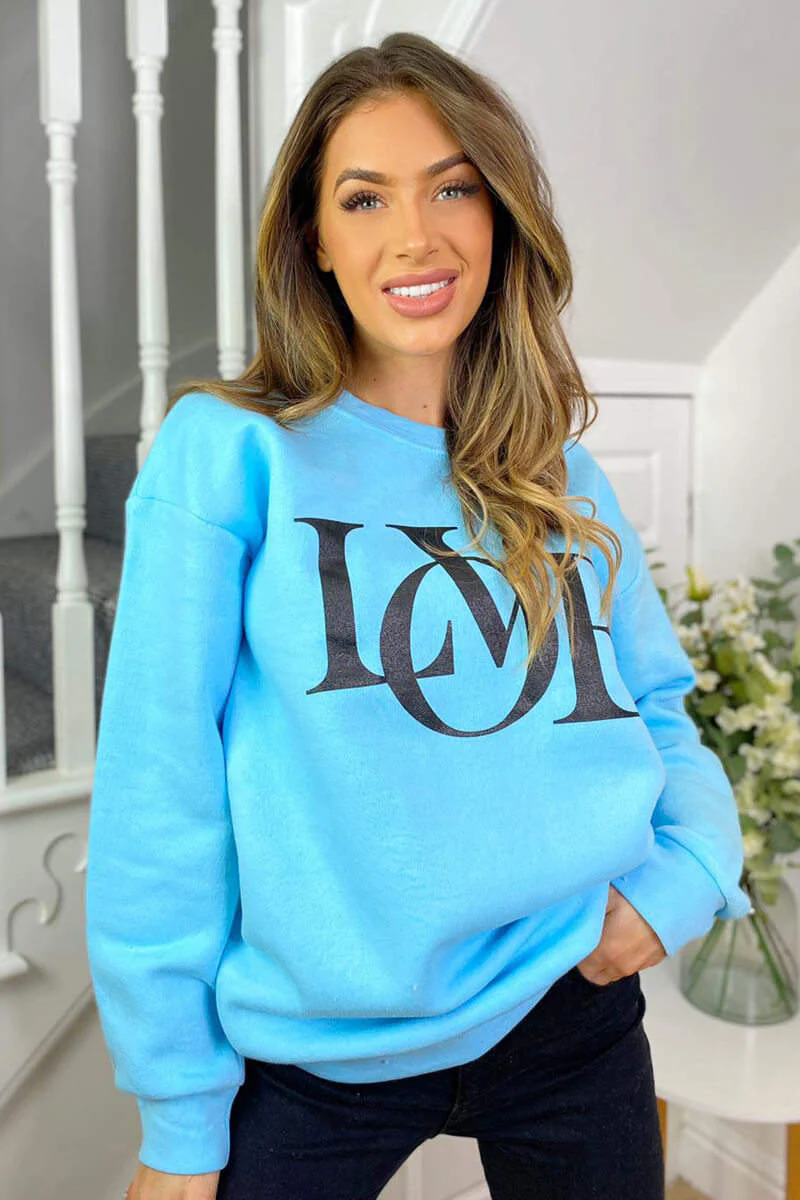 Baby Blue LOVE Sweatshirt - Swimclubus