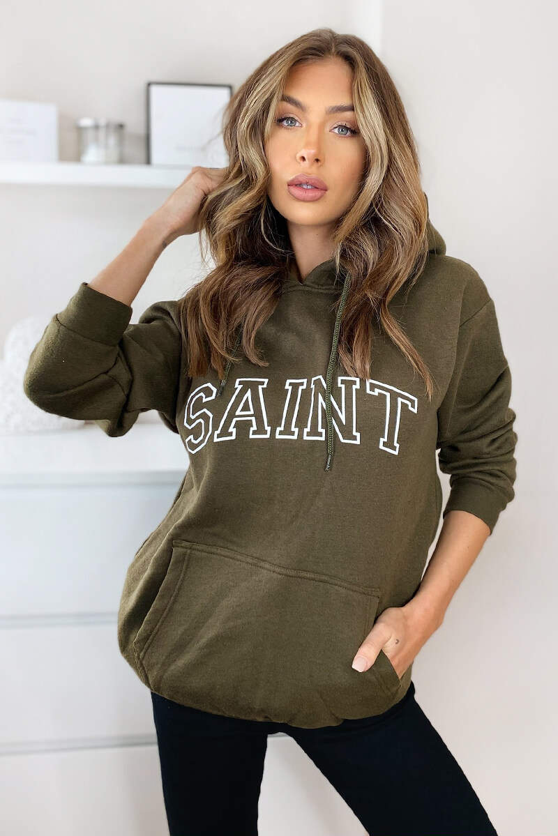 Khaki Saint Oversized Hoodie - Swimclubus