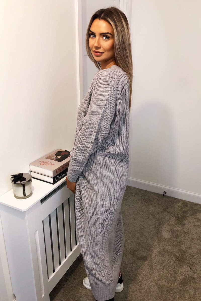 Grey Longline Knitted Cardigan - Swimclubus
