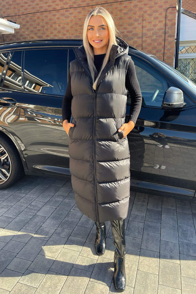 Black Zip Up Hooded Gilet - Swimclubus