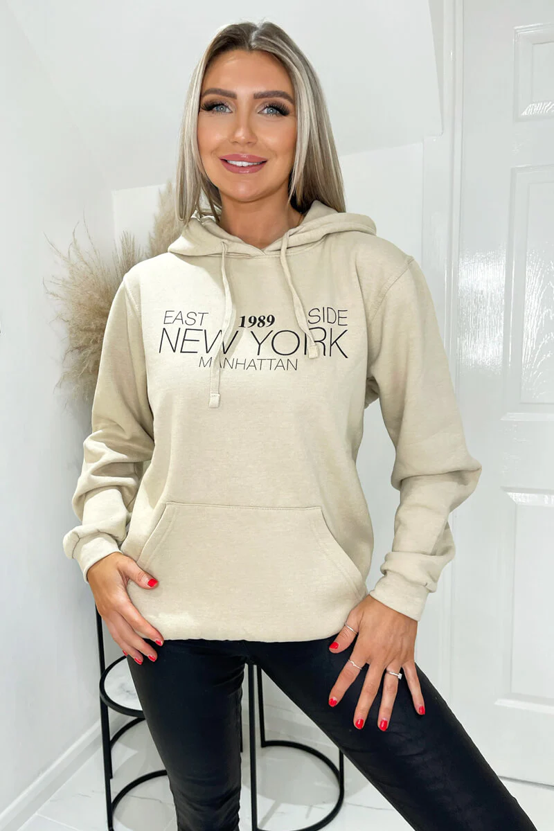 Stone 1989 New York Slogan Hoodie - Swimclubus