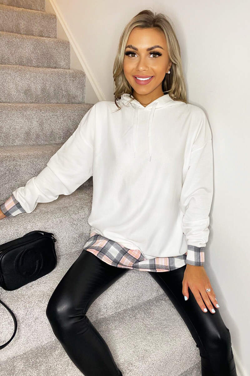 White Check Back Hoodie - Swimclubus