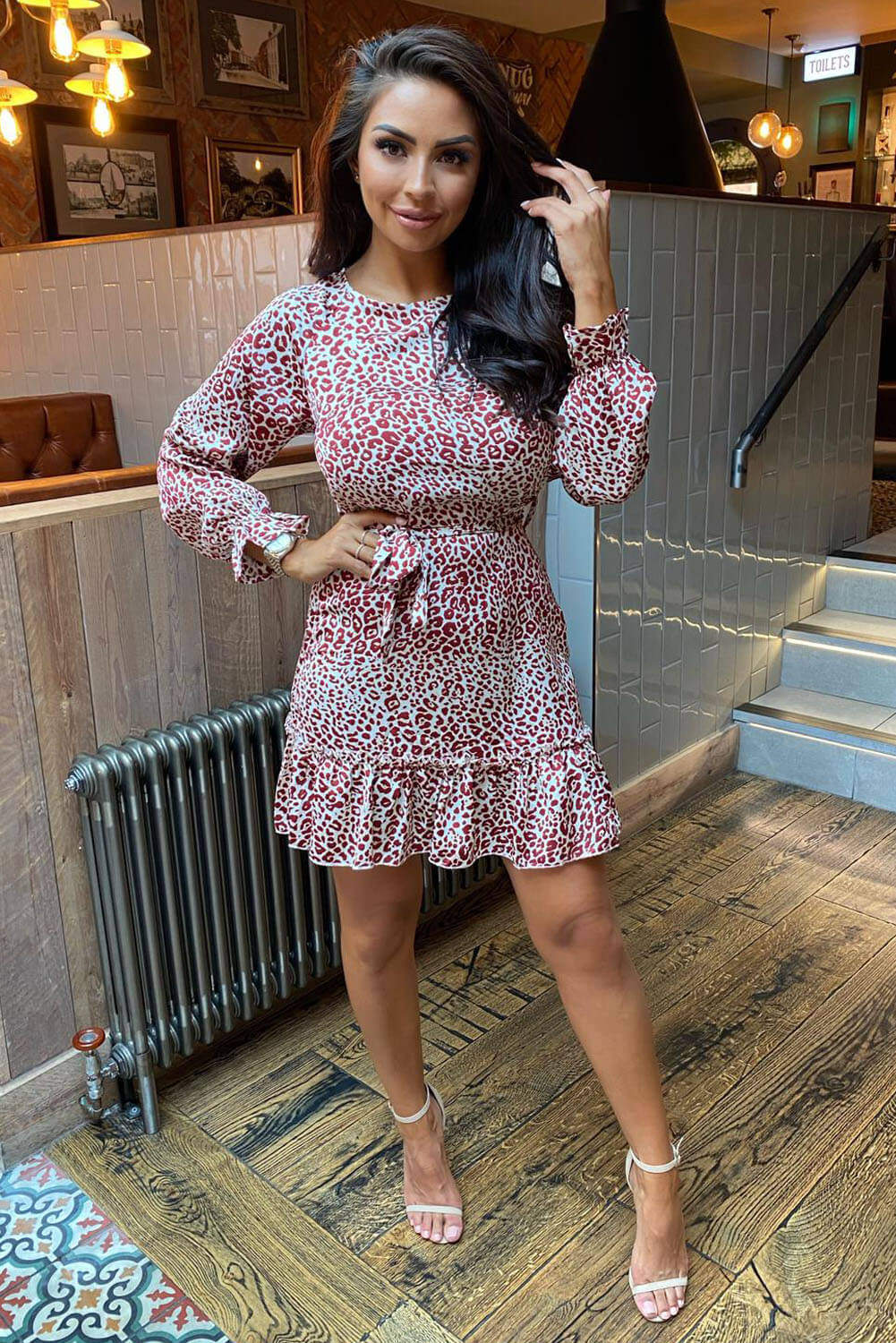 Multi Printed Frill Hem Skater Dress - Swimclubus