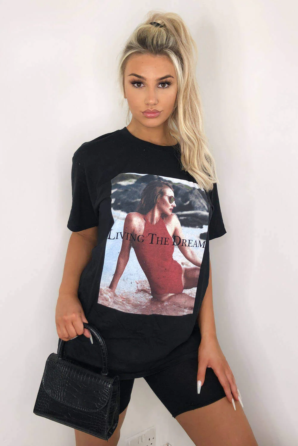 Black Living The Dream Oversized T-Shirt - Swimclubus